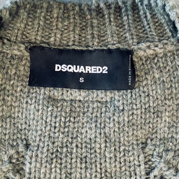 DSQUARED2: Men's Woven Cardigan in Melange Green Wool - S - Picture 3 of 7
